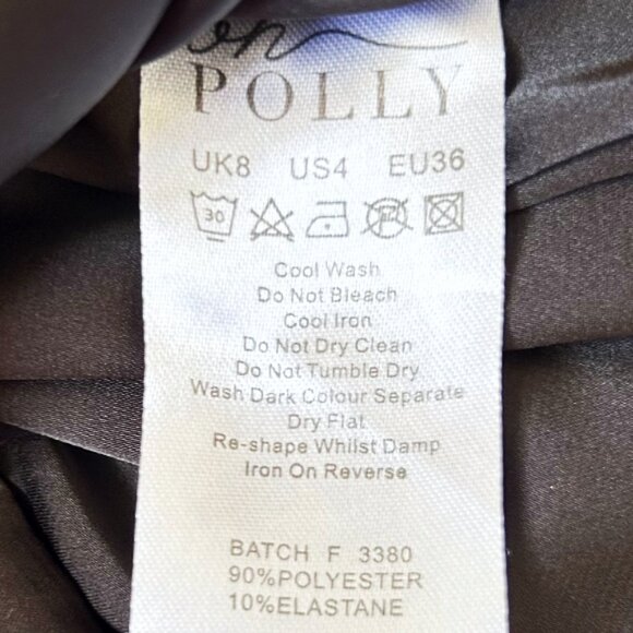 Oh Polly Dark Romance Plunge Ruched Satin Mini Dress Black Size 4 Party Satin - Picture 8 of 9